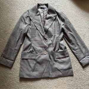 Emoda brown Gray Plaid Women's Blazer